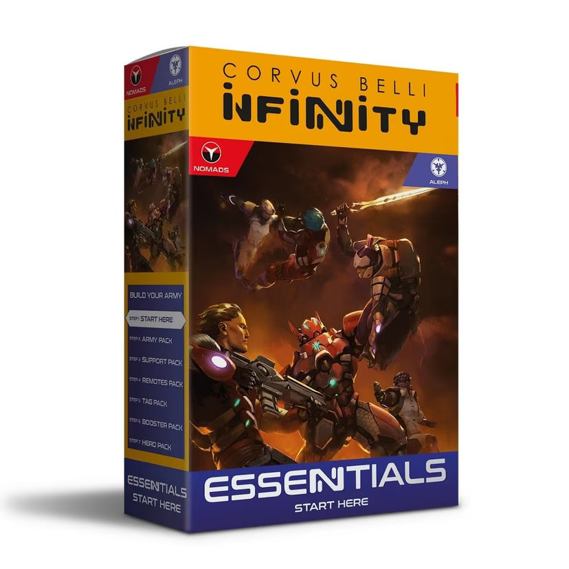 The perfect box to discover and get into Infinity. In it you will find the essentials for your first game of this dynamic wargame, and everything you need to get started at a very competitive price. Now there is no possible excuse to dive into and collect Infinity.

Contents:

6x Miniatures
1x Thorakites with Combi Rifle
1x Thorakites with Submachine gun
1x Arjuna with Spitfire
2x Alguaciles with Combi Rifles
1x Mobile Brigada with MULTI Rifle
Dice
Scenery Pack
Quick Rules Booklet
Please Note:

Miniatures a