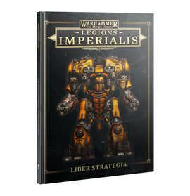 Book titled 'Legions Imperialis - Liber Strategia' with a robot illustration on a black background