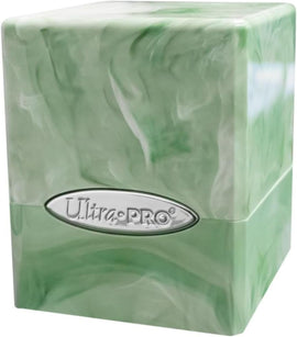 Marble Satin Cube Deck Box - Lime Green / White