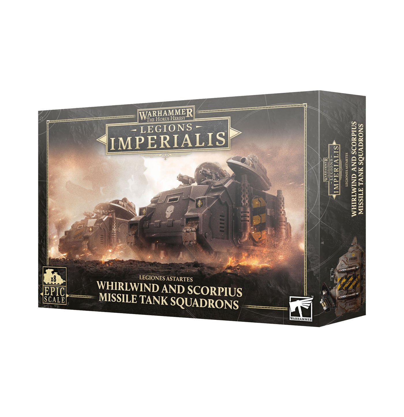 Legions Imperialis Whirlwind and Scorpius Missile Tank Squadrons box packaging.
