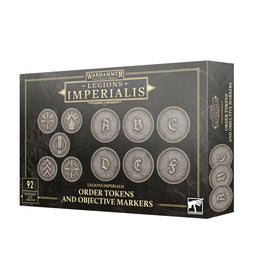 Box of Warhammer Legions Imperialis Order Tokens and Objective Markers on a white background
