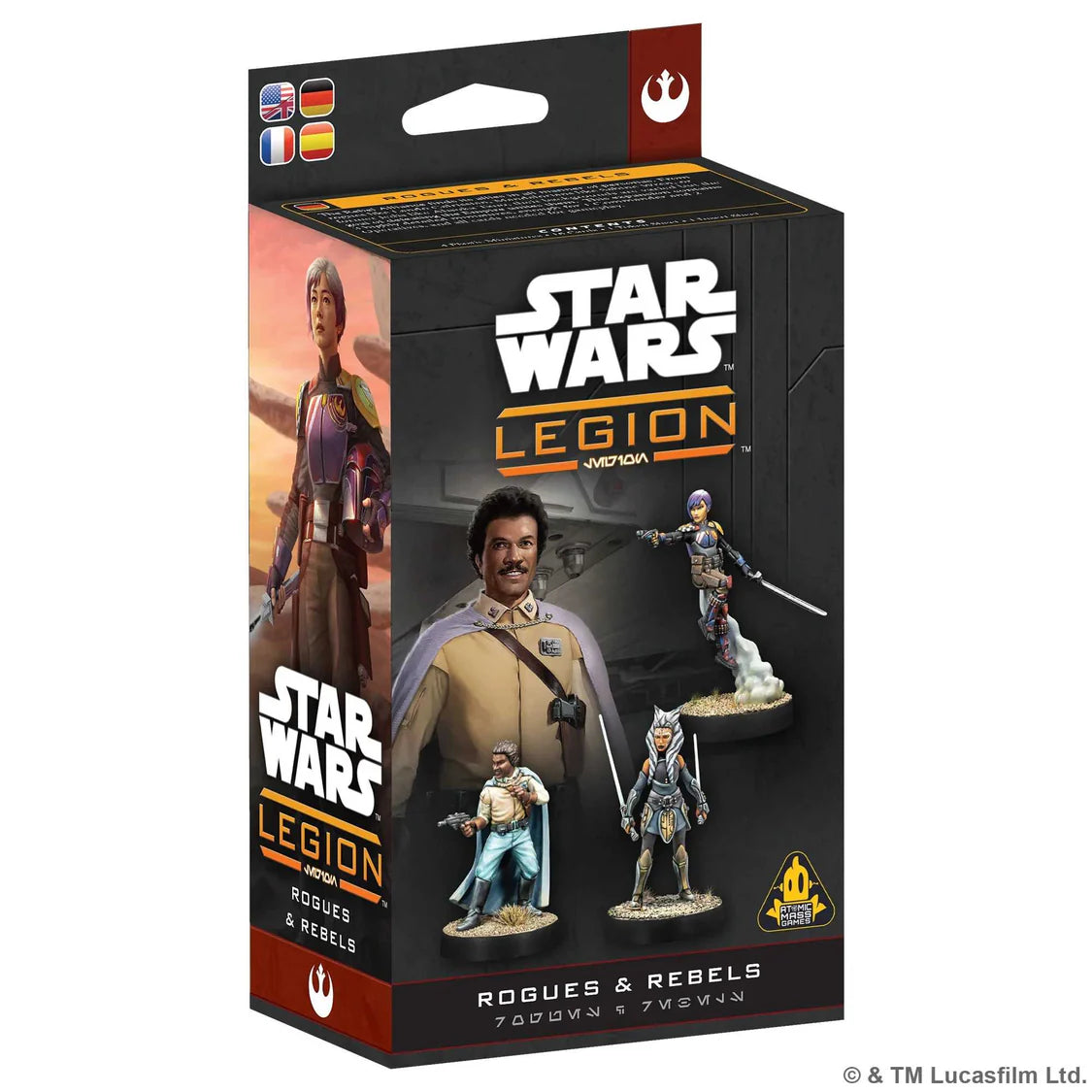 The Rebel Alliance finds its allies in all manner of personas. From rogues like Lando Calrissian, Mandalorians like Sabine Wren, or former Jedis like Ahsoka Tano, their backgrounds are varied but the goal of defeating the Empire unites them.

This expansion contains 3 highly detailed miniatures, enough for 1 Commander and 2 Operatives, and all cards needed for gameplay.