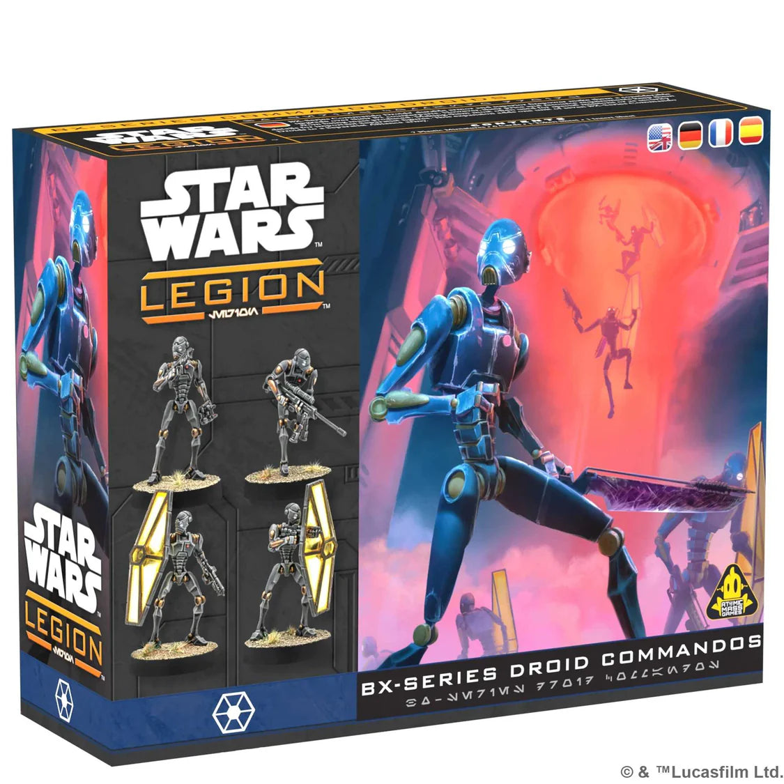 This expansion allows players to add a unit of BX-Series Droid Commandos and an optional BX-Series Droid Commando Strike Team as a Special Forces option to their Separatist Alliance army.

This product contains the previously released SWL72 BX-Series Droid Commandos miniatures with updated rules in the new multilingual format. Updates SWL72 BX-Series Droid Commando unit with current game rules and in multilingual format.

Ideal choice for Separatist Alliance armies looking for a disruptive and agile special