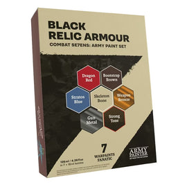 A curated seven-paint colour scheme for stark, battle-scarred armour and sacred markings.

Combat Se7ens is an easy to use, pre-selection of Warpaints Fanatic colours to use for your armies. Remove any guesswork and bring your otherworldly forces to tabletop-ready results in no time.

Add your preferred Black and White paints, and you got a complete army paint scheme!

Contents:

7x Warpaints Fanatic 18ml Paints:
1x Dragon Red
1x Bootstrap Brown
1x Stratos Blue
1x Skeleton Bone
1x Weapon Bronze
1x Gun Metal