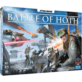 Board game box for 'Battle of Hoth' featuring Star Wars characters and vehicles.