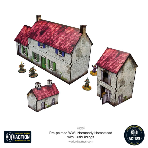 Pre-painted WWII Normandy Homestead with Outbuildings Scenery