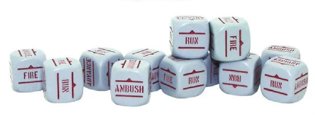 Orders Dice - Grey with red writing (12)