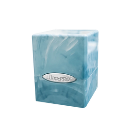 Marble Satin Cube Deck Box - Light Blue / White