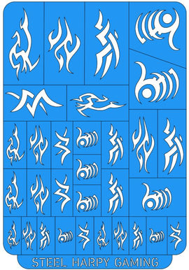Dark Tribal Space Elves - Style 2 - Steel Harpy Stencils