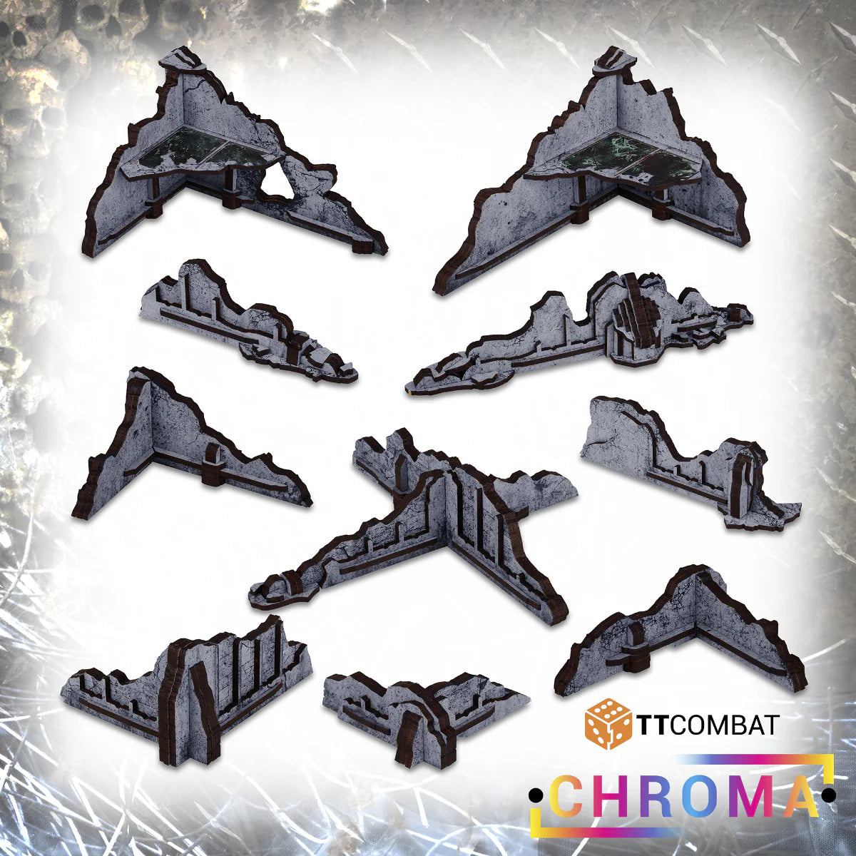 Gothic Ruined Walls - Chroma - TT Combat