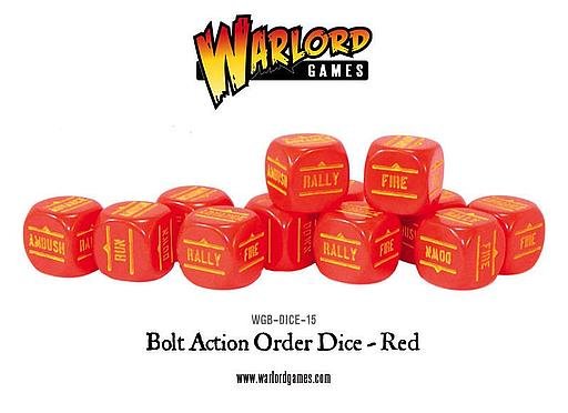 Bolt Action Orders Dice - Red (12)
