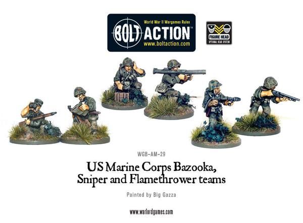 US Army Marine Corps Bazooka, Sniper & Flame Thrower Teams
